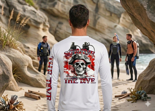 Men Long Sleeve Performance UPF 50+ Pirate Dive Design