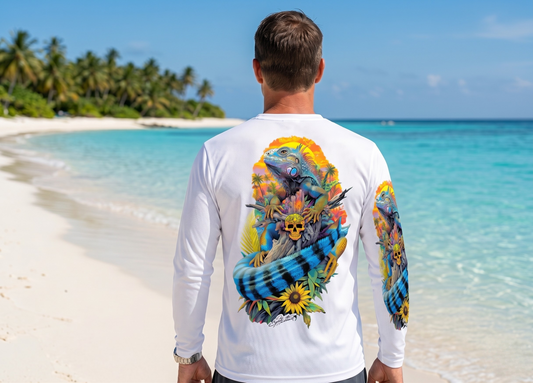 Men Long Sleeve Performance UPF 50+ Blue Lizard Design