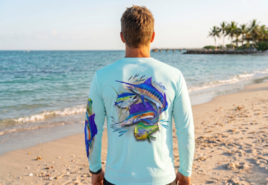 Men Long Sleeve Performance UPF 50+ Off Shore Slam Design