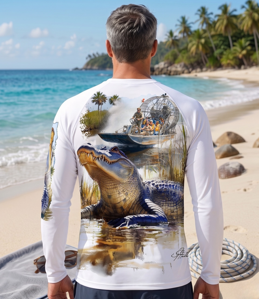 Men Long Sleeve Performance UPF 50+ Alligator Design